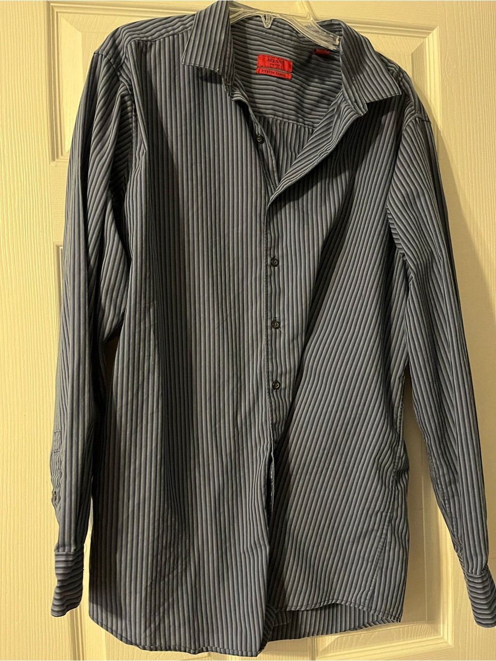 Alfani Men's Striped Dress Shirt - Gray and Black XL 17 1/2